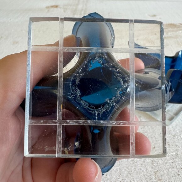 Vintage Cobalt Blue Hard Plastic Formed Candlestick Holders - Picture 8 of 8